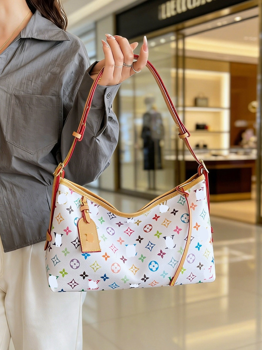 New white multicolor fashion shoulder bag